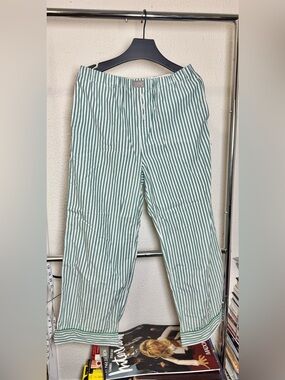 J.Crew Green White Stripe Cotton Pajama Pants Lounge Pants
